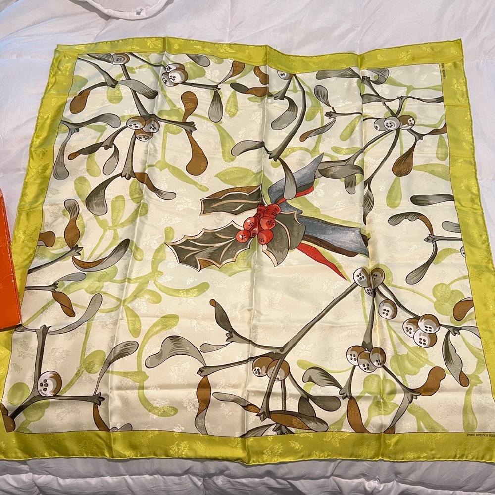 Hermes Women’s Silk Scarf. Like Green Holiday Holly